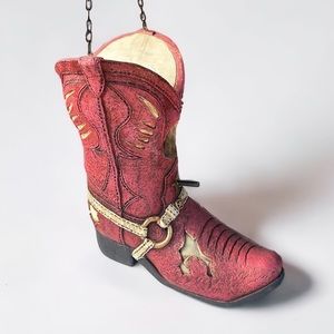 Ceramic Cowboy Boot Bird Feeder
